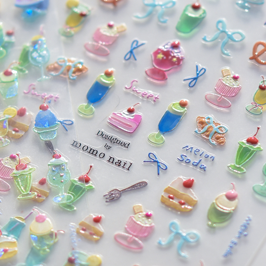 Tomoni Jelly Nail Art Stickers Explosive Mobile Phone Shell Children Nail Stickers Strawberry Cold Drink Nail Art Auxiliary Stickers