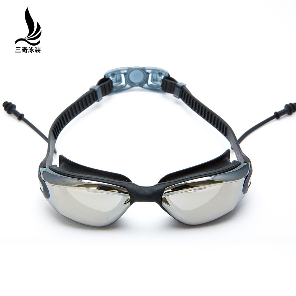 Sanqi Clothing Swimwear Swimming Goggles Men and Women Adult Large Frame Waterproof Anti-fog HD Electroplated Swimming Glasses Diving Goggles