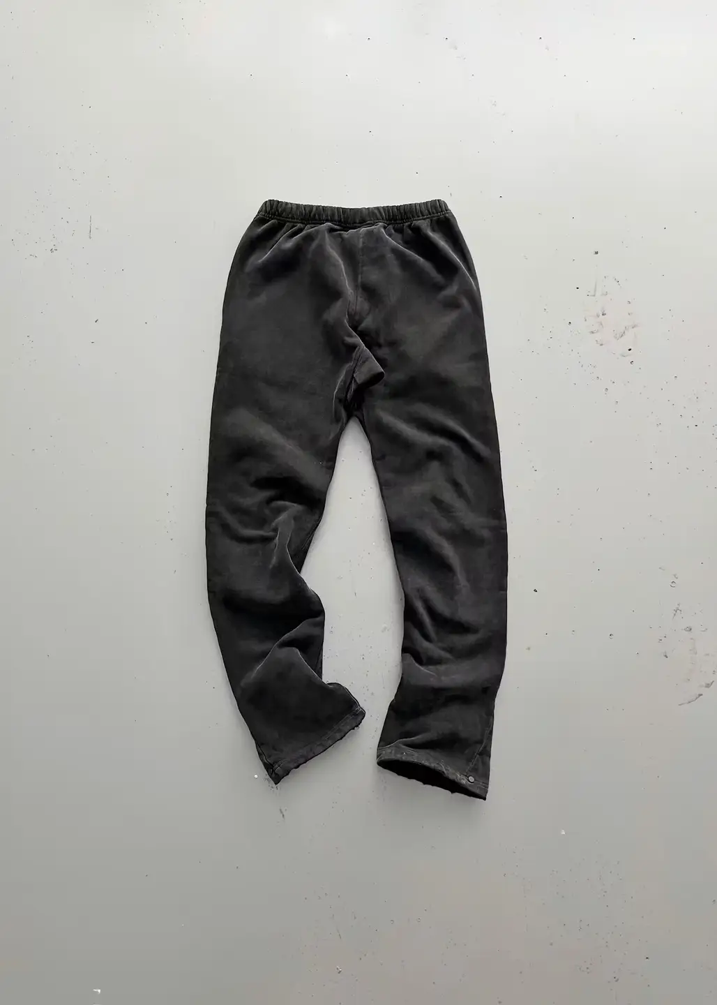 [Domestic In Stock] Askyurself 24ss Washed Distressed Drawstring Snap Embroider Slightly Flared Sweatpants