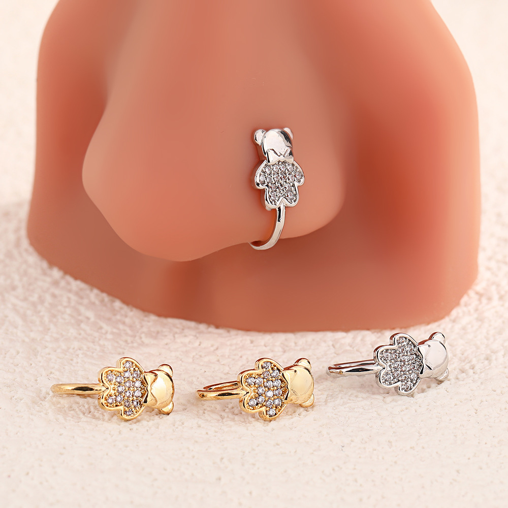 European and American Creative Bear U-Shaped Nose Clip, Exquisite Niche Versatile Girls' Nose Ring, Cute and Fashionable Punch-Free Nose Jewelry