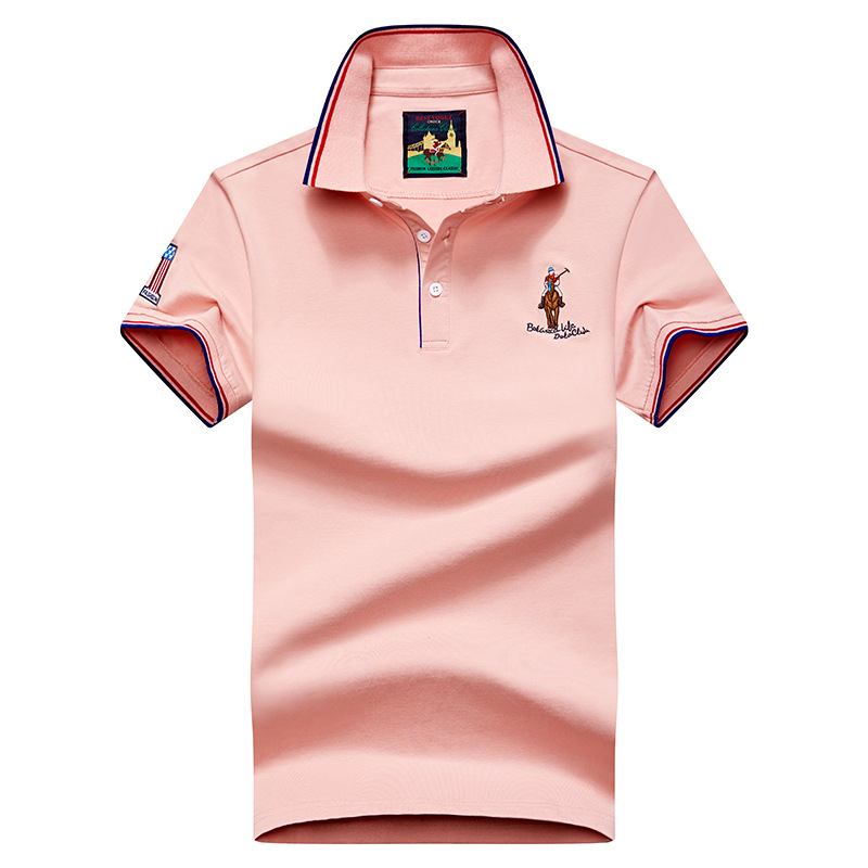 Young Middle-aged Casual Lapel Loose Cotton Embroidered Embroidered Riding Polo Shirt Brand Summer New Short-sleeved Men's T-shirt