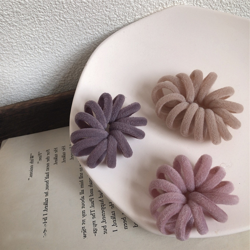 Korean style Internet celebrity Morandi autumn and winter plush telephone line hair band female South Korea all-match tie hair seamless rubber band head rope