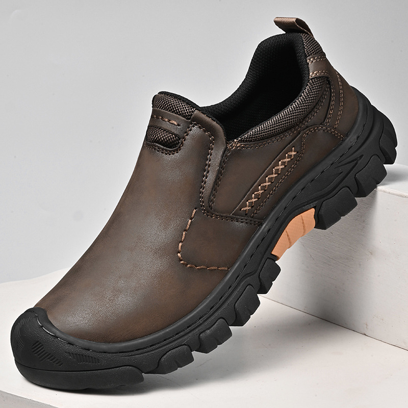 Amazon Independent Station Popular Men's Shoes Thick-Soled Wear-Resistant Baotou Outdoor Hiking Shoes Workwear Casual Shoes Men's Leather Shoes