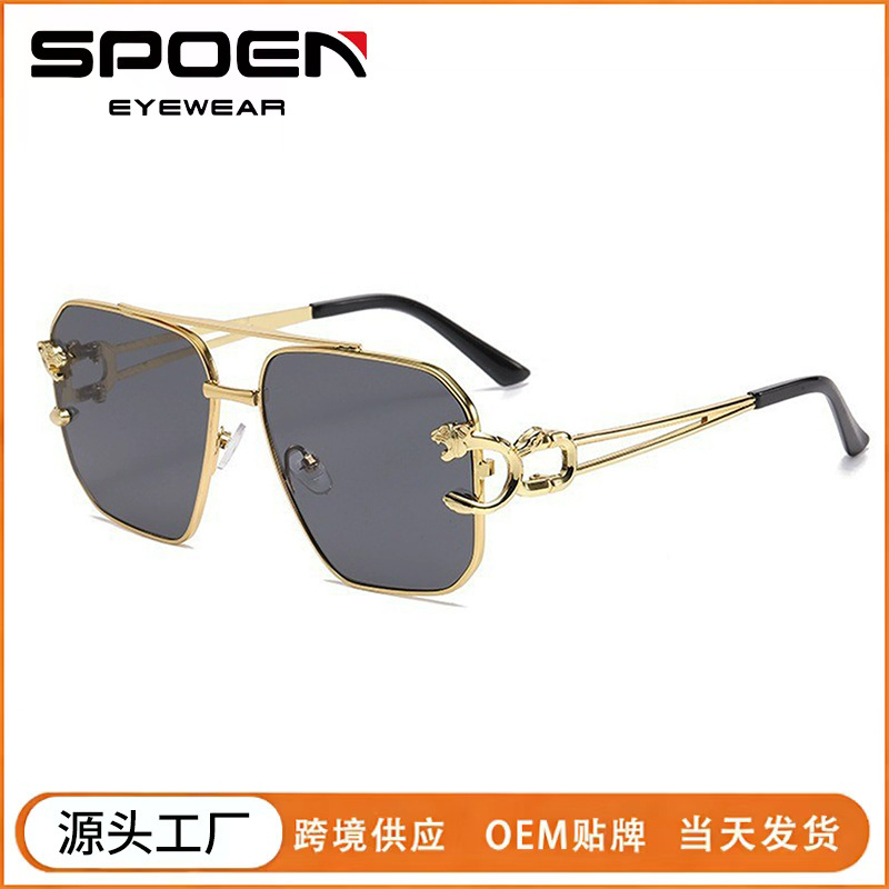 2025 cross-border new multi-side toad glasses men's and women's sunglasses anti-ultraviolet personalized leopard head decorative sunglasses