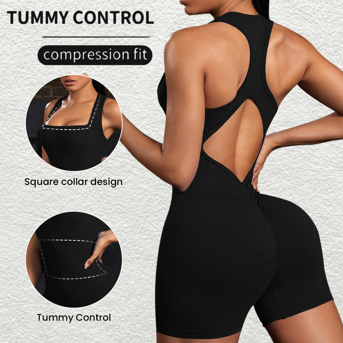 TK Hollow European and American Shoulder Shorts Siamese Yoga Suit Thread Back Tight Seamless Yoga Jompon