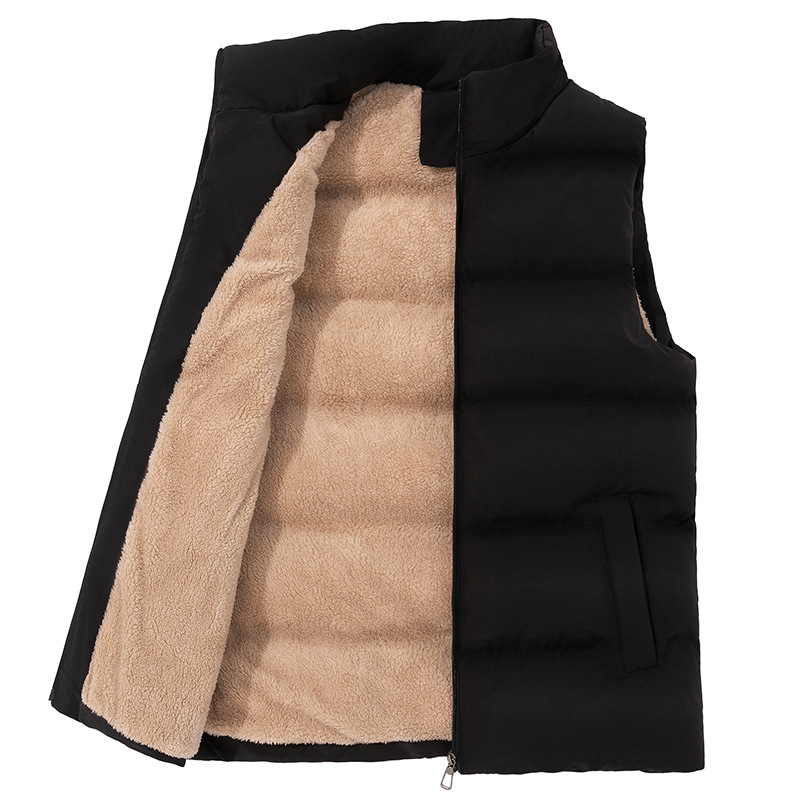 Cross-Border Douyin Popular Autumn and Winter Velvet Cotton Vest Men's Outdoor Warm Waistoutwear Lamb Velvet Vest Jacket