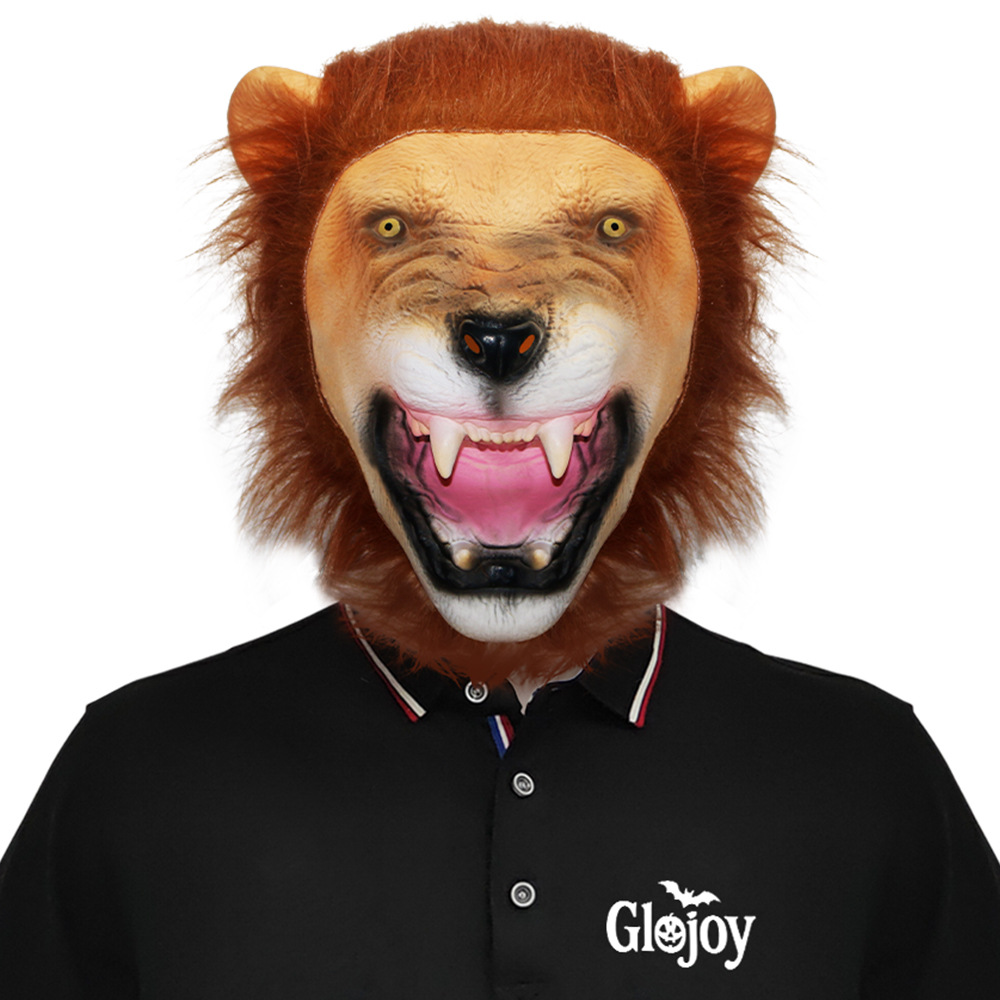 Cute Lion Funny Animal Headgear Masquerade Cross-Border Live Broadcast Mask Halloween Day Party Performance Props