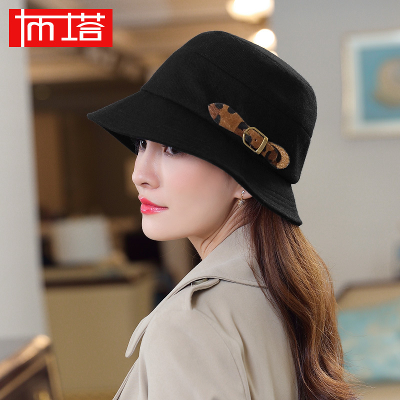 Buta Hat Women's Autumn and Winter Dome Small Brim Top Hat Winter Fisherman Hat All-match Warm Wool Hat PT2048