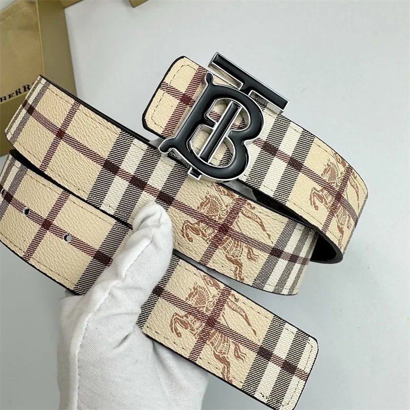 Burberry Plaid Belt with B Logo