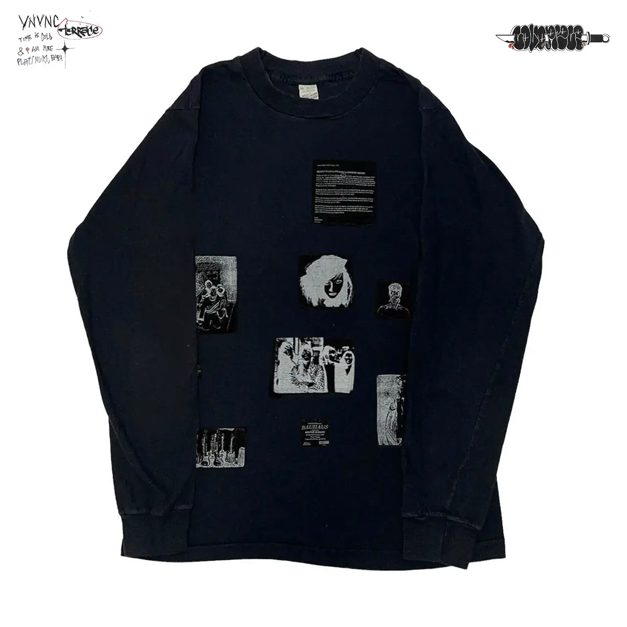 Subculture American Retro Heavy Dark Style Long-Sleeve T-Shirt Top with a Lazy Vibe, Couple's Oversized High-End Feel