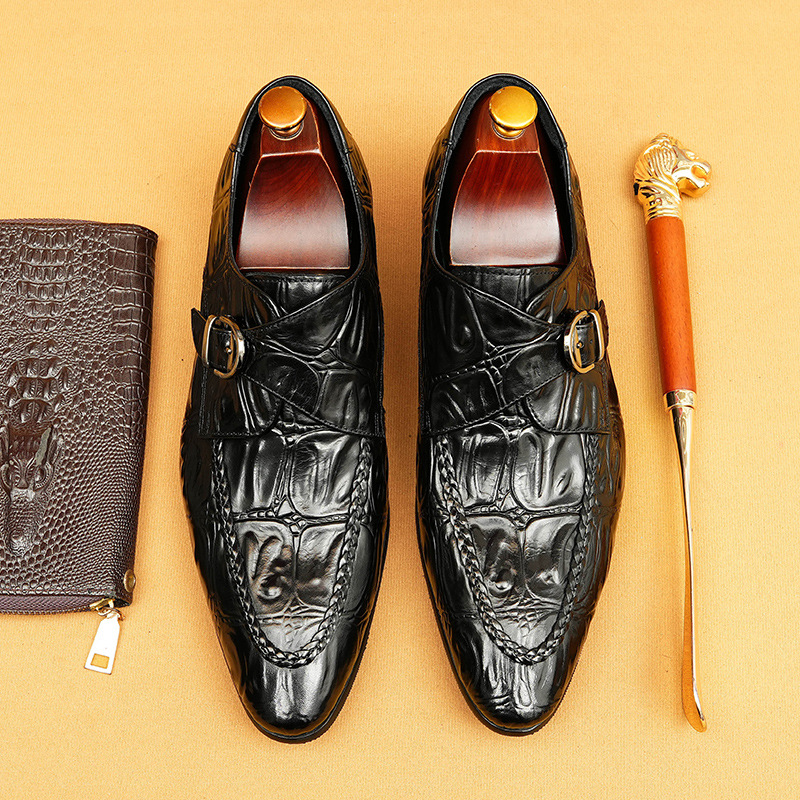 [Activity] Buckle Mengke Leather Shoes Men's Leather Dress Men's Shoes Fashionable Men's Slip-on Business Leather Shoes