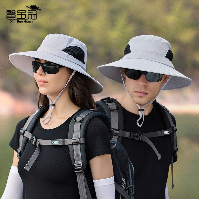 9212 Sun Protection Fisherman Hat Men's Summer Hat Large Brim Sun Hat Outdoor Mountaineering Quick-Drying Waterproof Sun Hat for Women