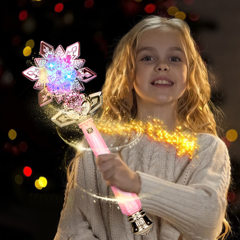 Little Princess Fairy Stick Light Sound Effect Children's Hand-Held Scepter Rotating Magic Stick Night Market Stall Luminous Toys