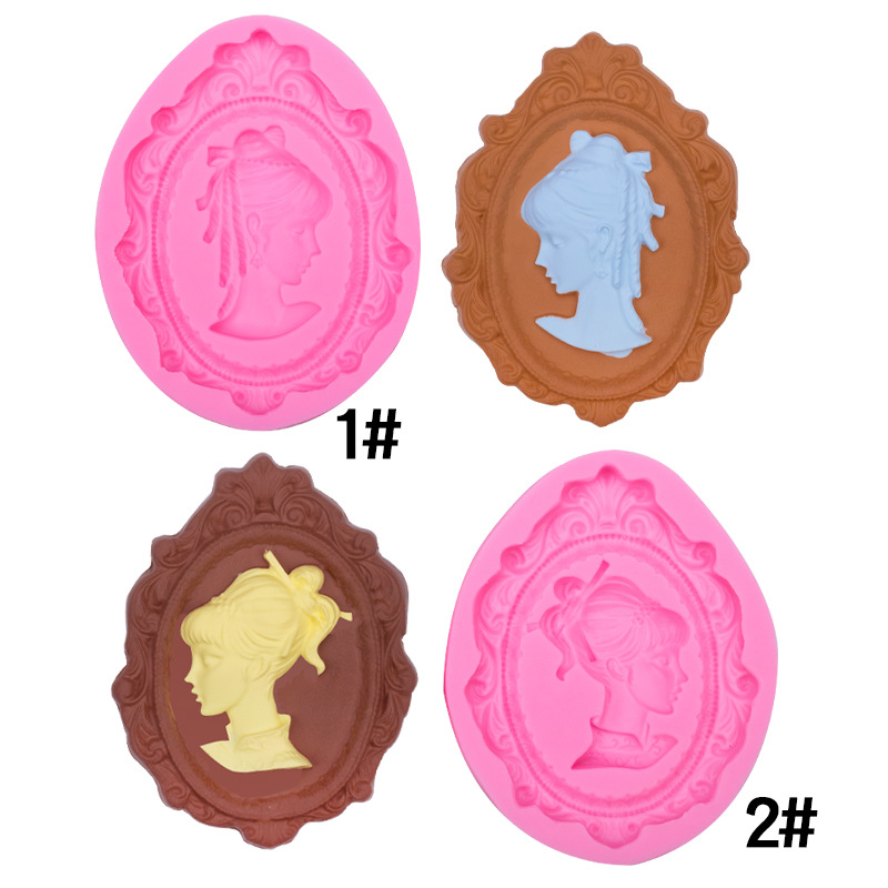 European-style classical relief head silicone decoration mold cup cake chocolate mold flip sugar drop glue clay decoration