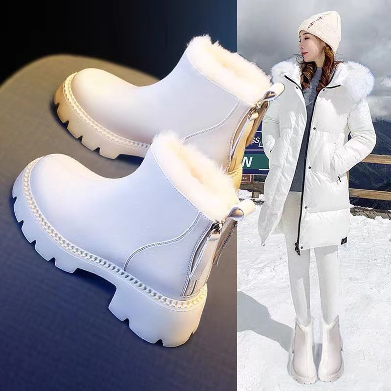 Snow Boots 2026 New Style Women's Shoes Autumn and Winter Thick-Soled Waterproof Non-Slip Fleece-Lined Thickened Warm Cotton Shoes