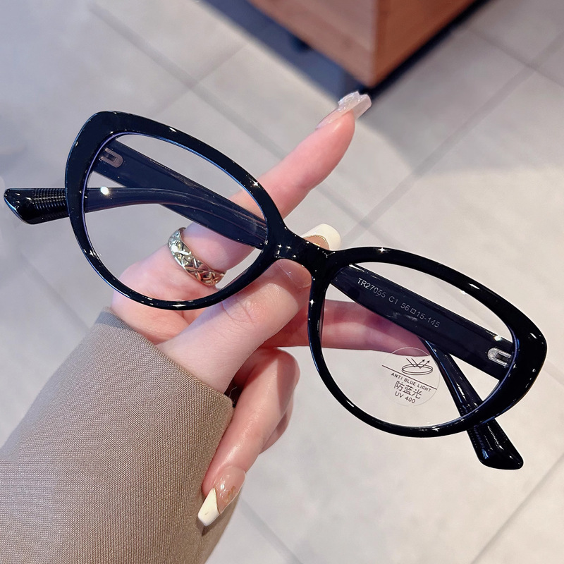 New Little Red Book Same Style TR Anti-blue Glasses Retro Cat's Eye Frame Women's Slimming Can be Equipped with degrees