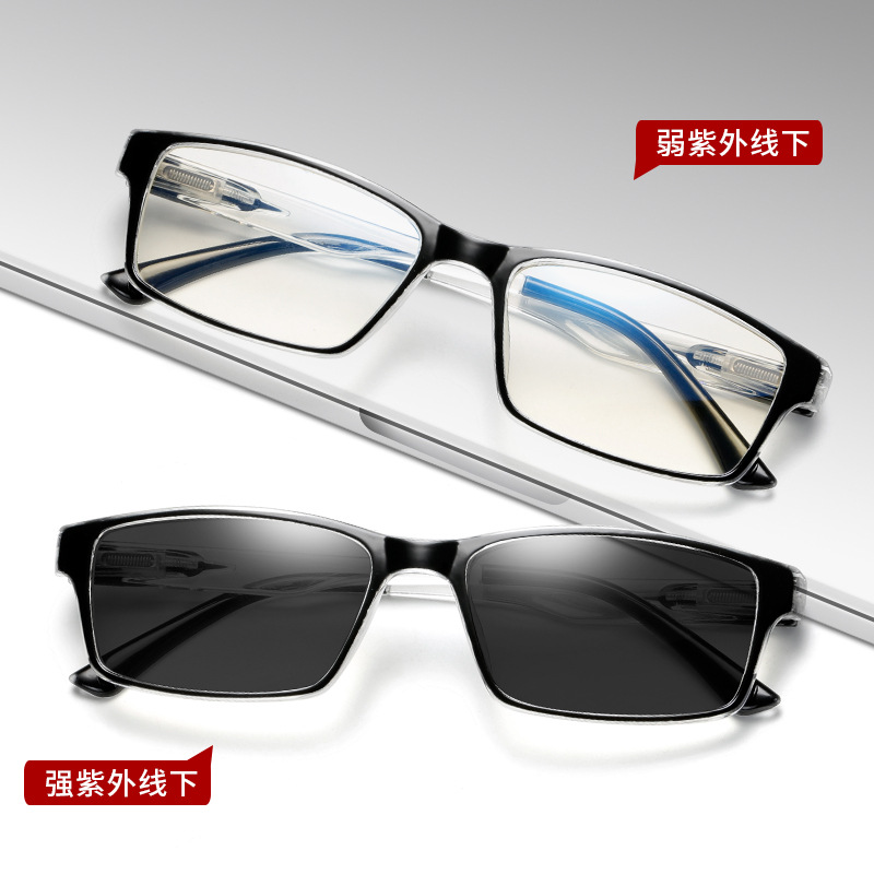 Photosensitive Plain Color Changing Grey Lenses Driving Eye Protection Anti-Blue Light Glasses Women's 2823 Smart Color Changing Glasses