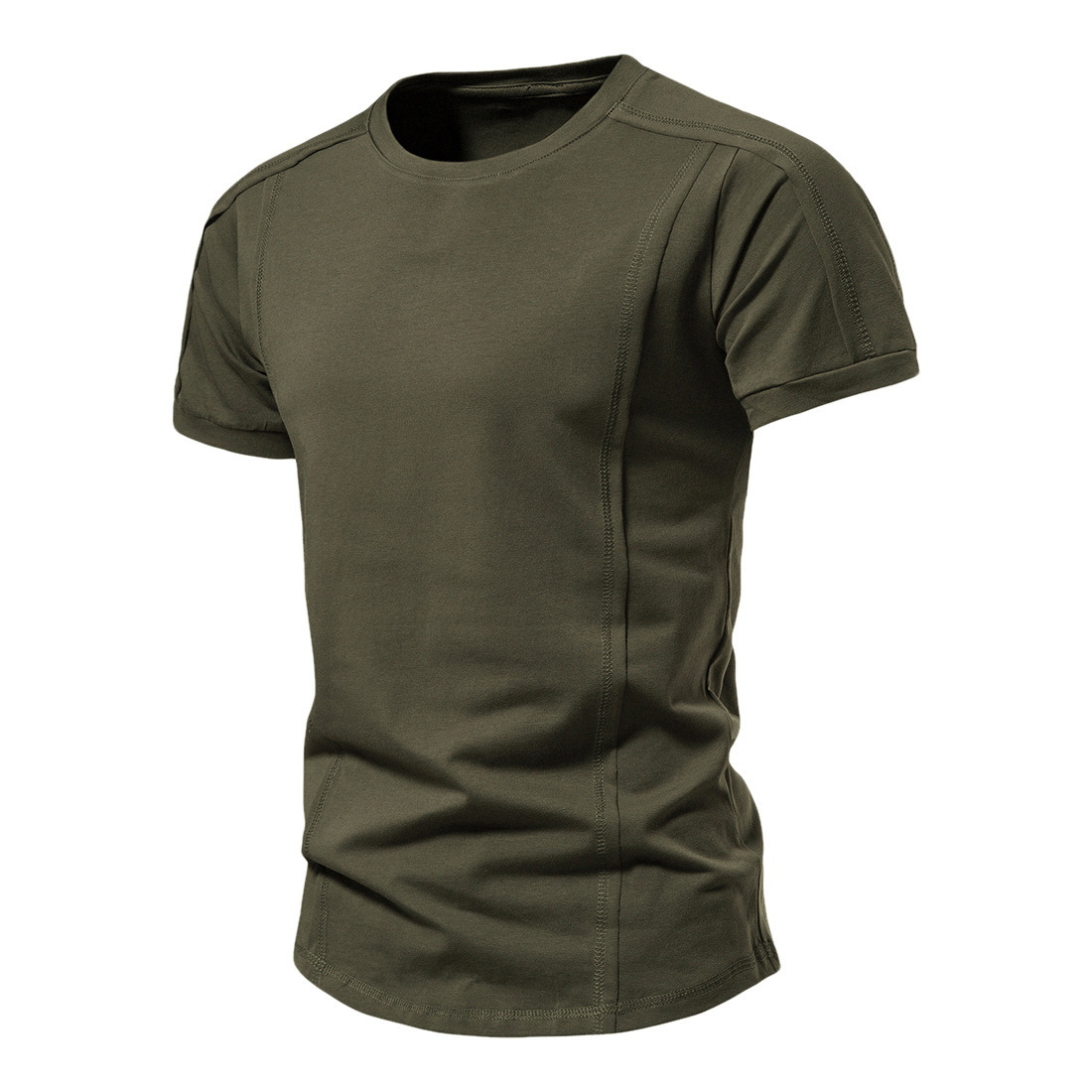 2024 Foreign Trade New Men's Short-sleeved T-shirt plus size Base Shirt Summer Solid Color Round Neck Half-sleeved T-shirt Top