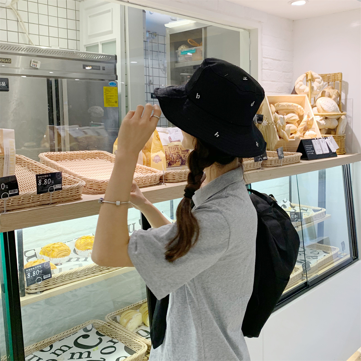 Embroidered Letter abc Fisherman Hat 6 Color All-match Japanese Fisherman Hat Women's Spring and Autumn Summer Sun Protection Basin Hat