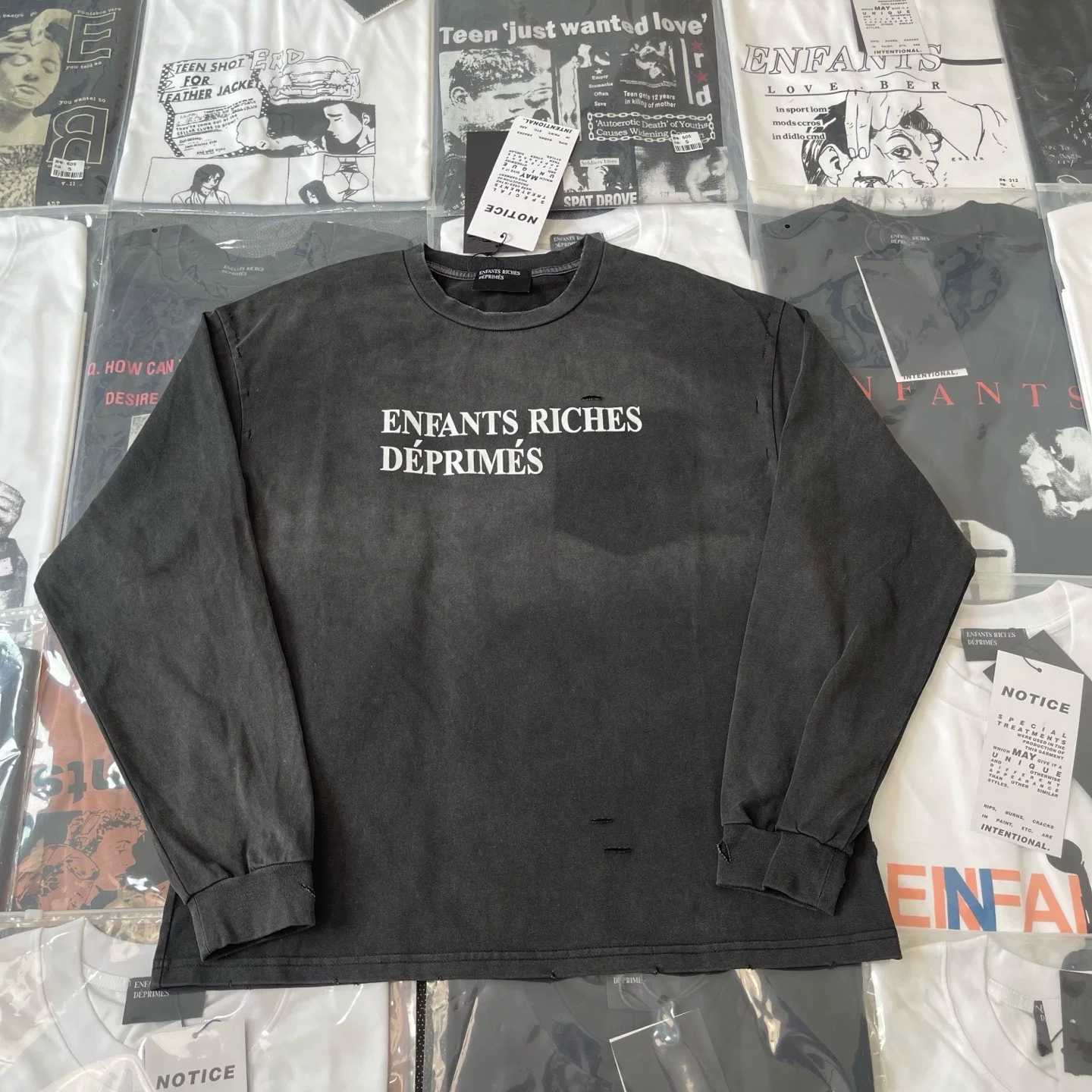 Pure original top version ERD melancholy rich second-generation shadow pocket pure cotton long sleeved thick cotton T-shirt men's and women's jacket