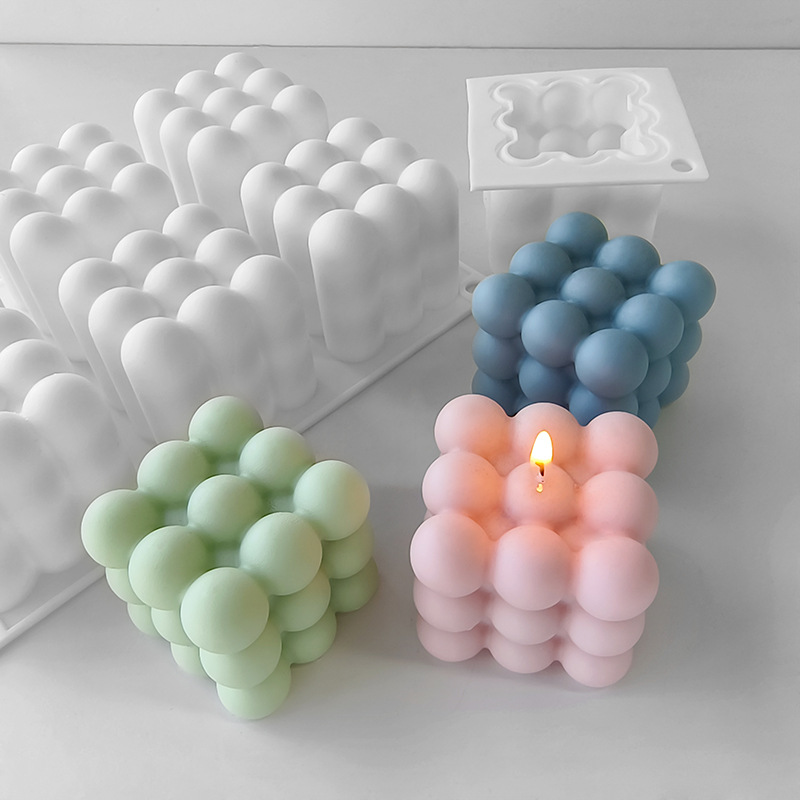 6-Piece Rubik's Cube Silicone Mold Creative Baking Mousse Cake Jelly Scented Candle Grinding Tool Wholesale