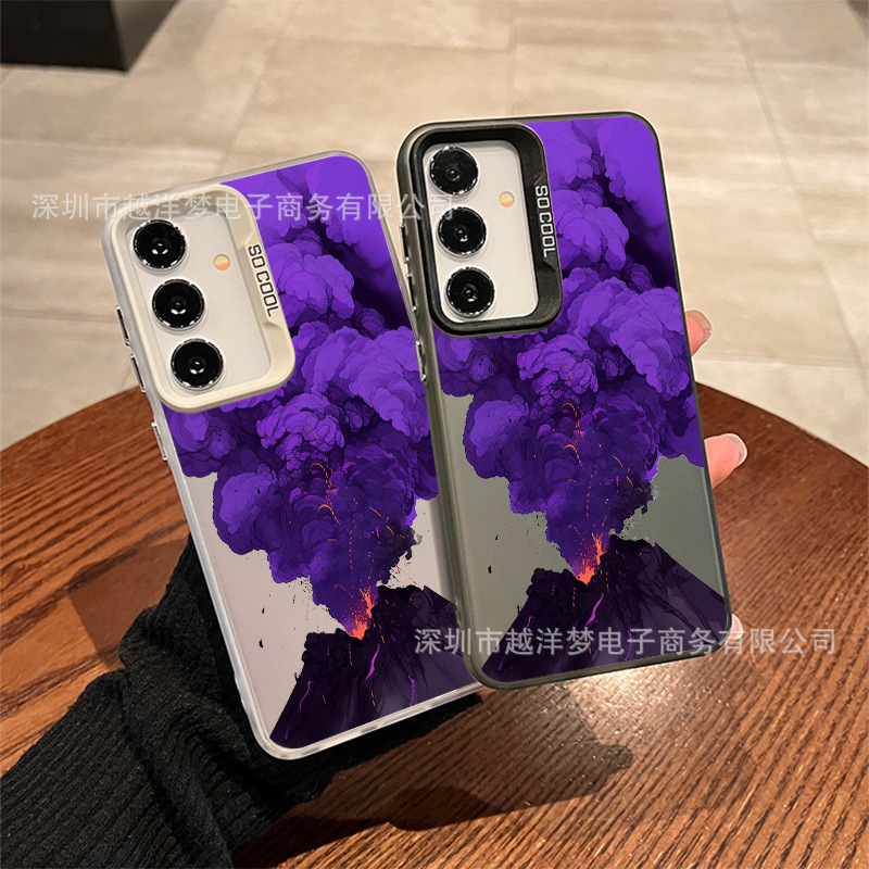 Purple Volcano Is Suitable for Samsung A56 Color Silver Shell A54 A55/A36 A35 Mobile Phone Case A34 A26/A25