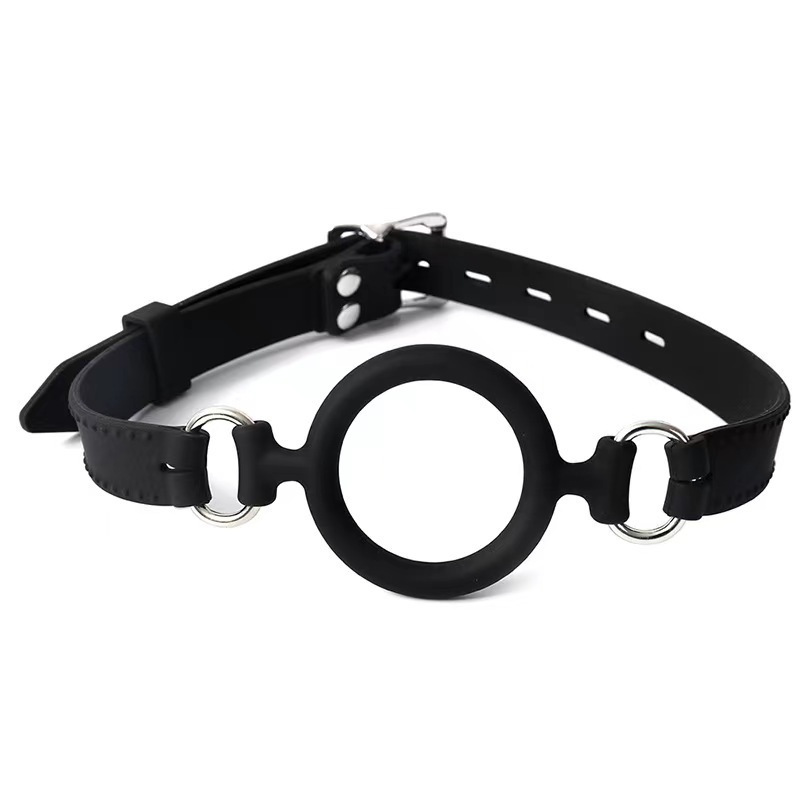 sextoys sex toys mouth plug iron ring PU leather adult flirting mouth plug couple binding alternative toys