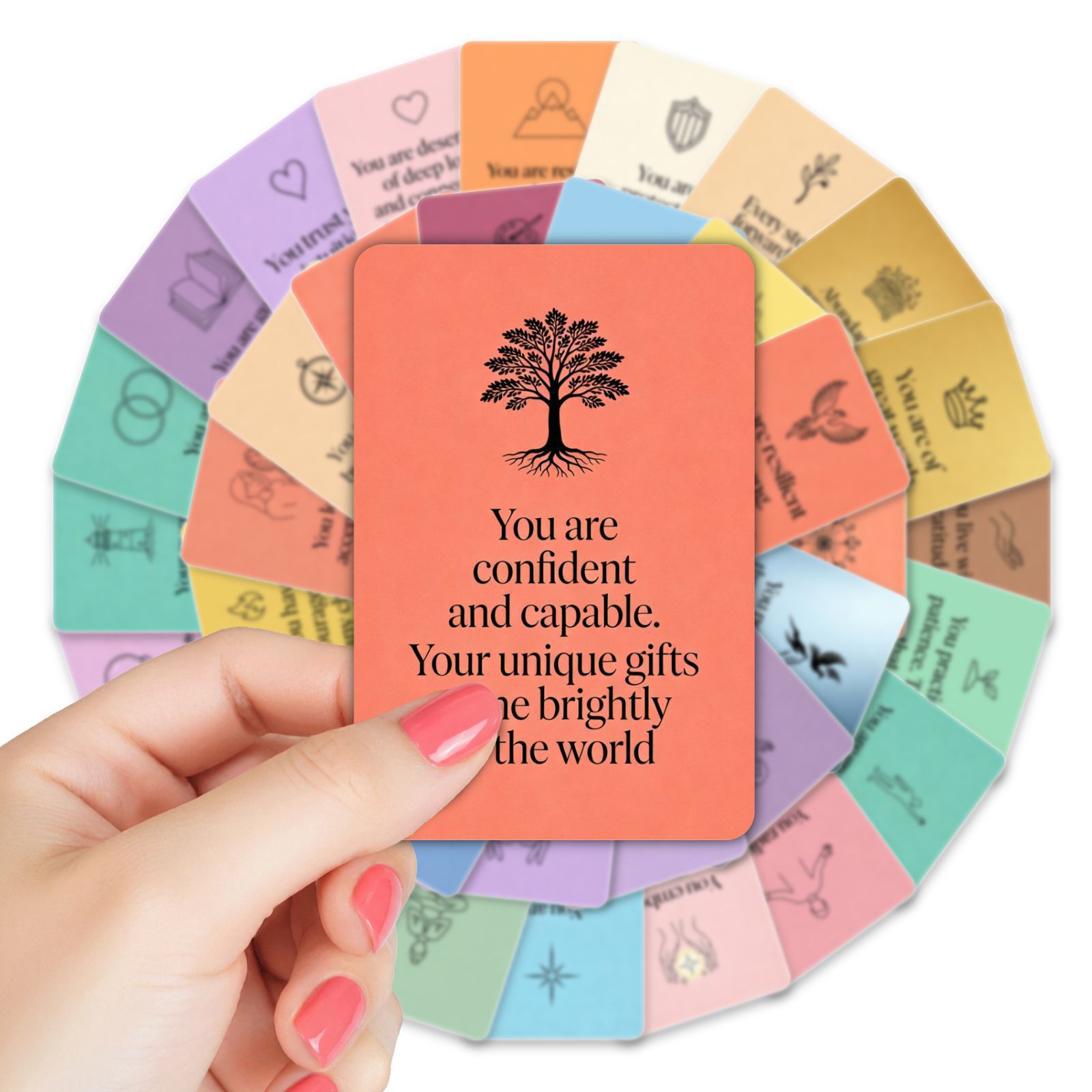 36 Positive Psychological Healing Cards in Macaron Colors with Inspirational Quotes, a Gift for Women's Self-Growth, Decorative Cards