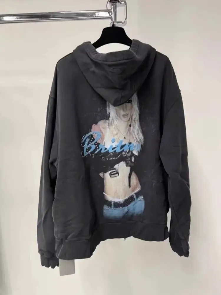 Top Version! Paris Britney Portrait Zipper Hoodie Jacket for Men and Women, Couple Wear, Autumn and Winter 25Fw