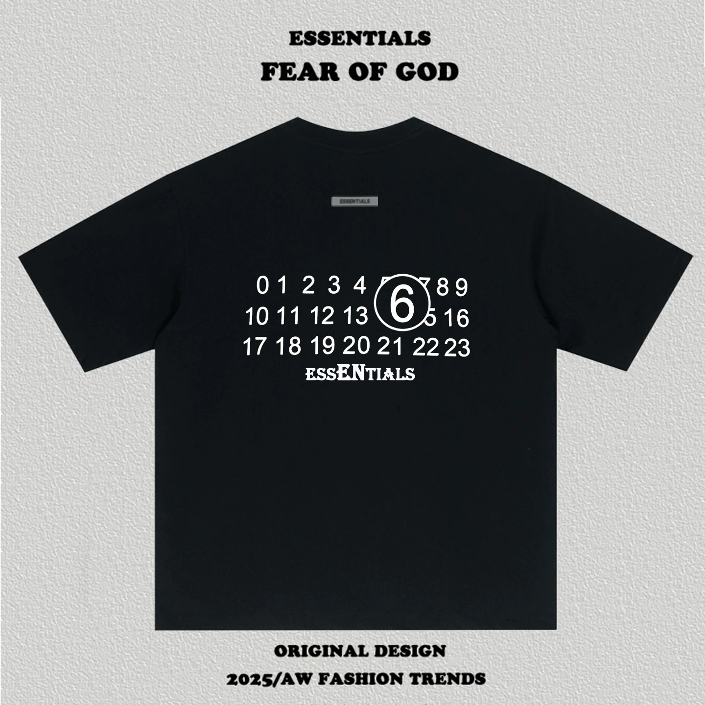 FOG Double Line American Trendy Brand New Style Wang Jiaer Same Style Digital Printed Short Sleeve T-shirt Couple Trendy Half Sleeve Men and Women