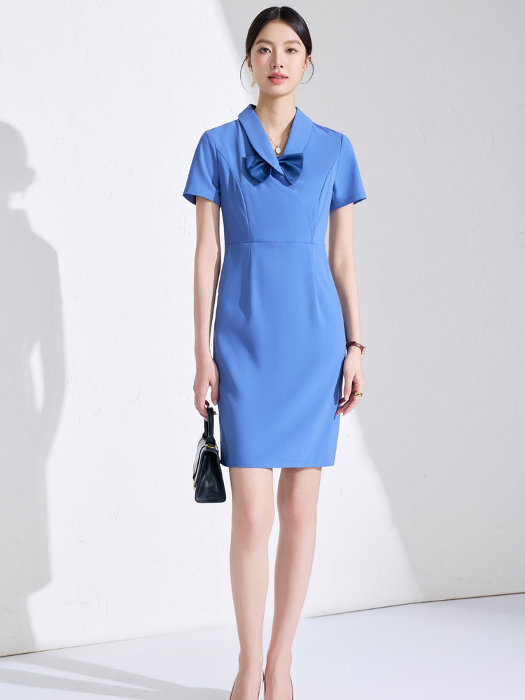 2025 Xia Xin Chinese Style dress Design Work Clothes Fashion High Blue Professional Temperament Slim Fit Business Wear