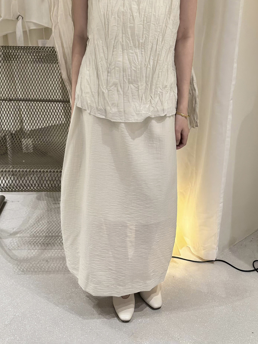 Love and Nancy Thirteen Lines 2026 Summer Korean Style Loose Tencel Breathable Elastic Waist Pleated Flower Bud Skirt 04253