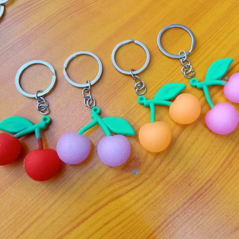 Creative Silicone Cherry Fruit Doll Pendant Stereo Simulation Donut Cartoon Schoolbag Keychain Shoes Accessories