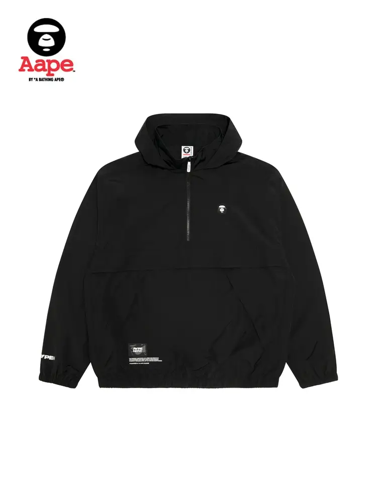 AAPE Flagship Store Men's Clothing 25 Spring and Summer Ape Face Badge Loose Trendy Half Zipper Jacket Outwear 7705xxo