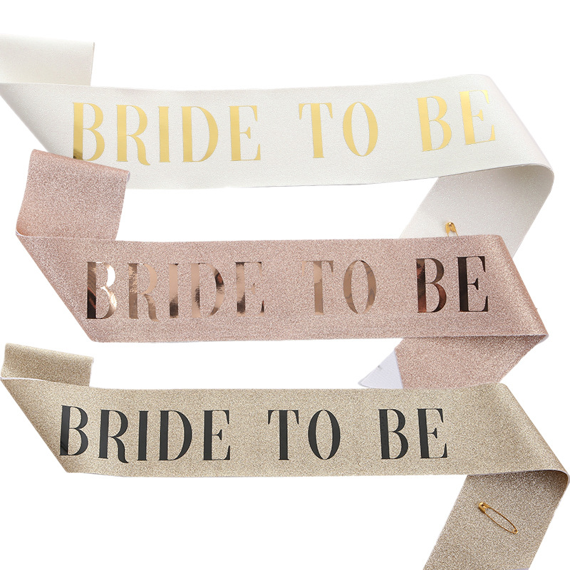 European and American Fashion New Glitter Cloth Bridal Shoulder Strap Etiquette Belt Bride to Be Stiff Accessible Luxury Wedding Decoration