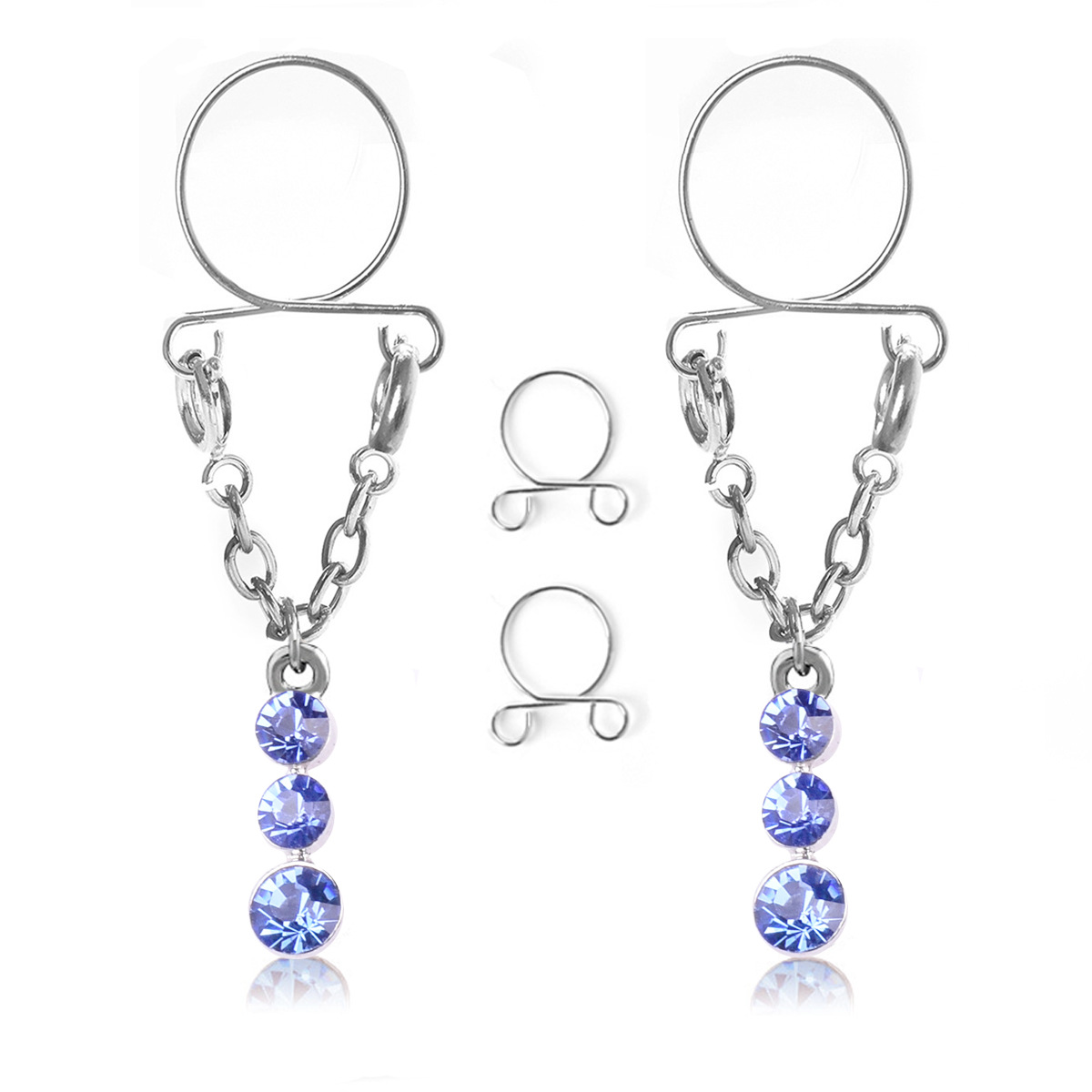 Cross-border Nipple Jewelry Pendant Diamond Fake Breast Ring Non-porous Breast Ring Clip Nail Fake Breast Head Jewelry Amazon Hot Sale