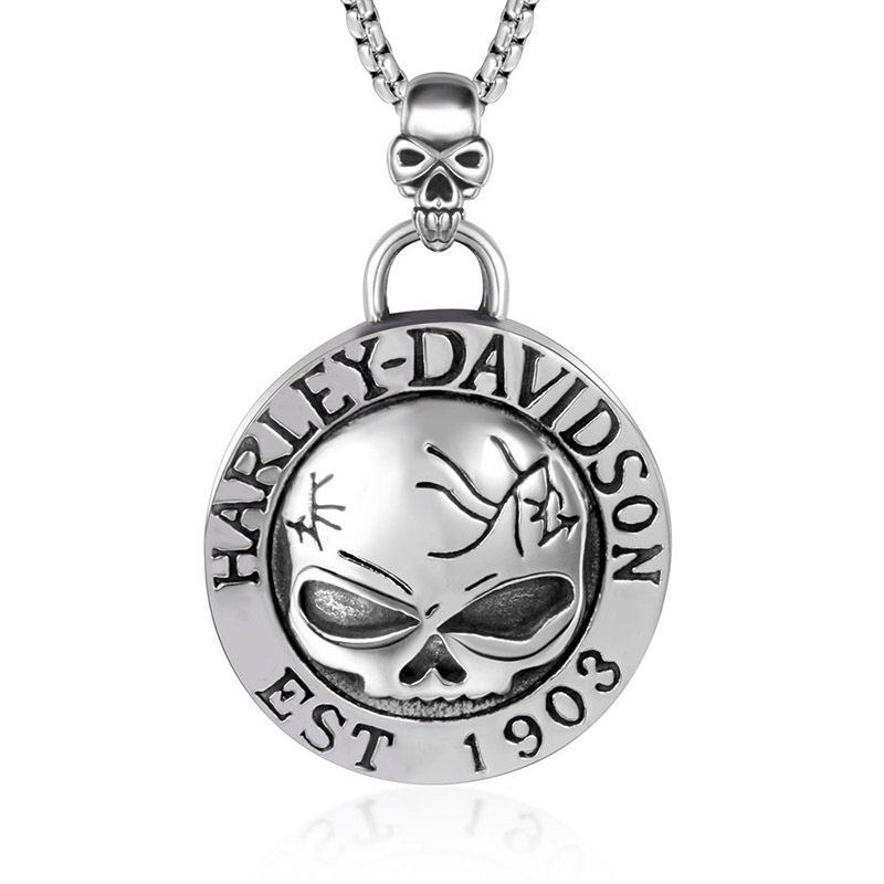 History essence retro 1903 big eyes skull ghost pendant titanium steel men's jewelry wholesale SP419