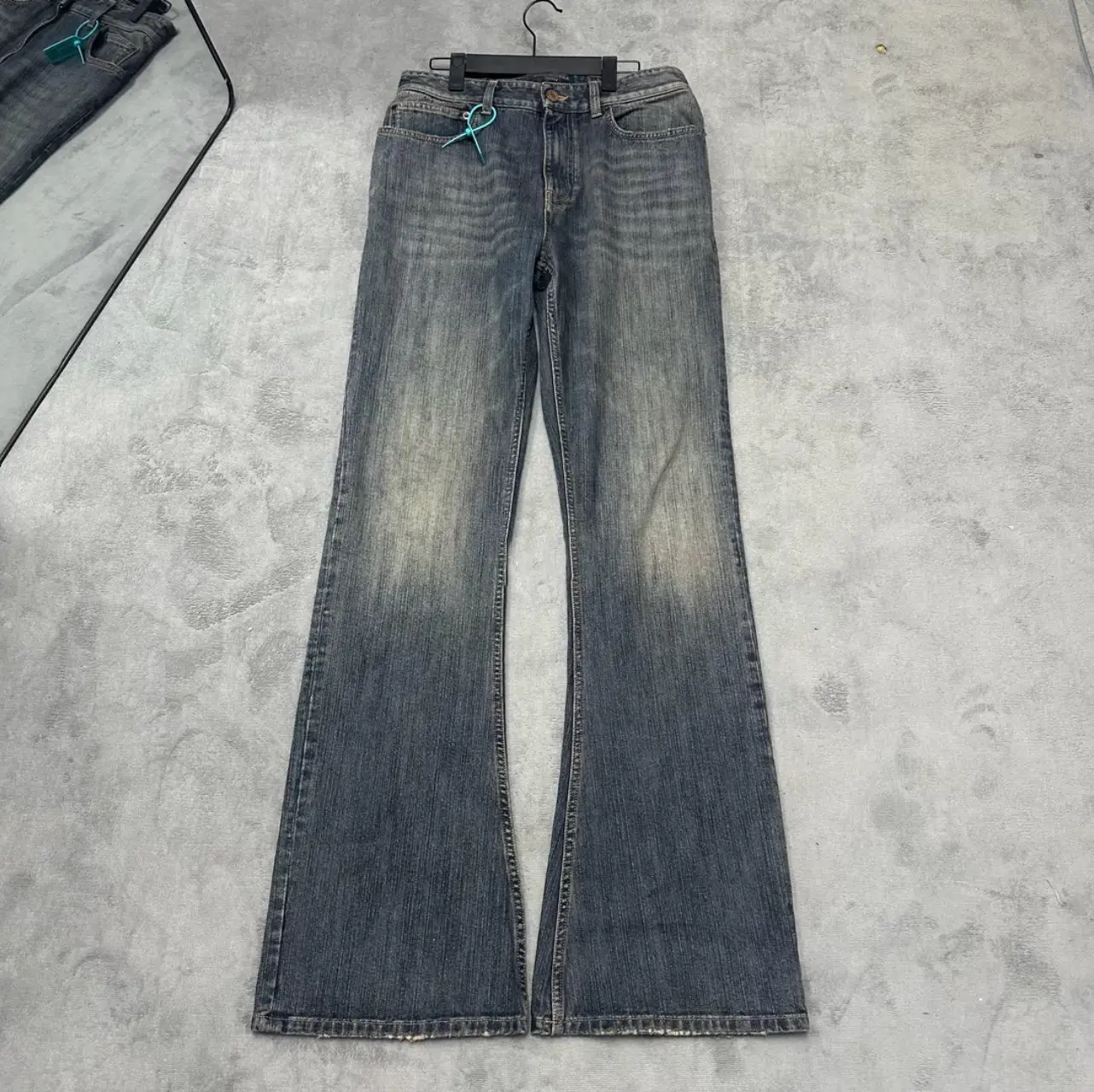(In stock) Paris heavyweight bamboo cotton washed retro vintage vintage vintage bootcut straight tube micro flared jeans for men