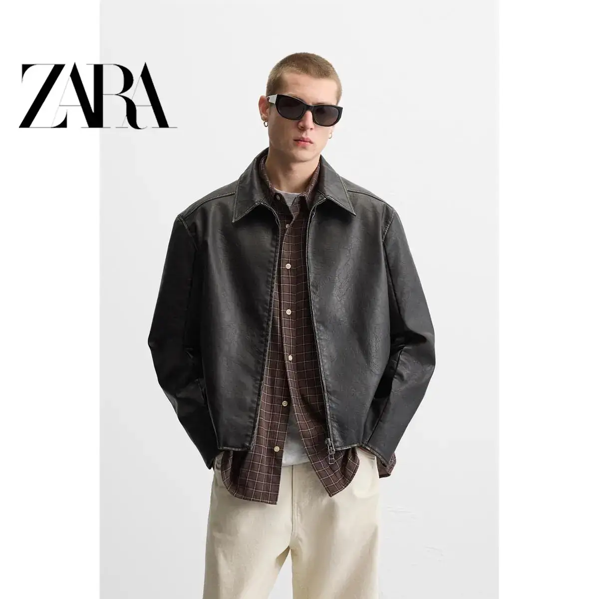 Cabinet 699! Spring New Men's Washed Imitation Leather Short Leather Zipper jacket Outwear 3715302