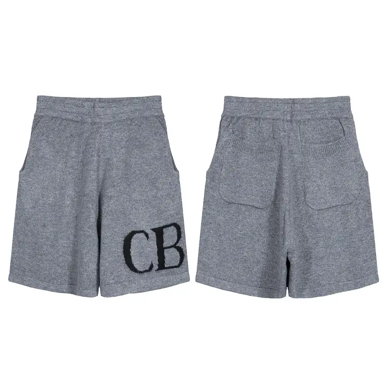 Cross-Border Cole Buxton Trendy Brand Cb Letter Logo Jacquard Wool Drawstring Shorts Casual Knitted Pants for Men and Women