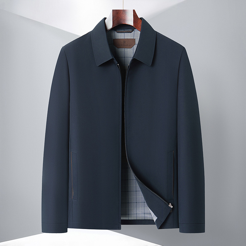 Authentic Men's Clothing from the Store, 2026 Spring Collection, Solid Color Jacket for Middle-Aged Dads, Lapel Collar, Wrinkle-Free, Business Casual, Lightweight Coat