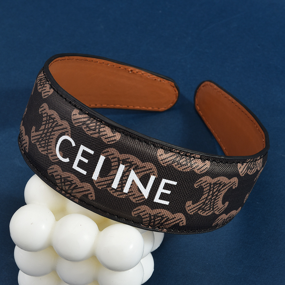 Cross-Border Hot Selling Ins Korean Version of the Classic Arc De Triomphe Headband Microfiber Leather Letter Silk Printed Hair Accessories Headwear Style Wholesale