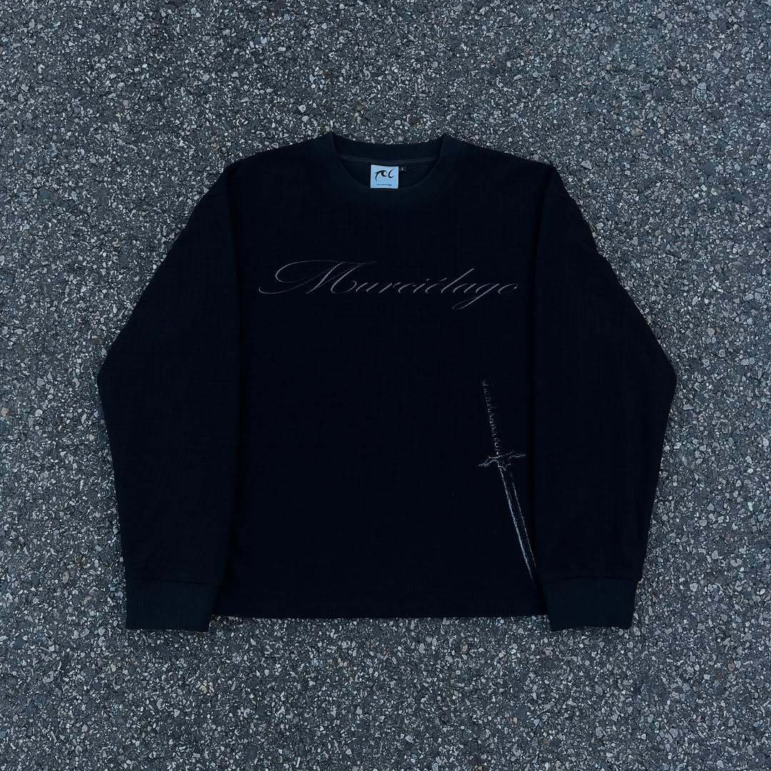 2025 Autumn and Winter Retro Trendyy Round Neck Knitwear Men's Loose Casual Contrasting Letter T-Shirt