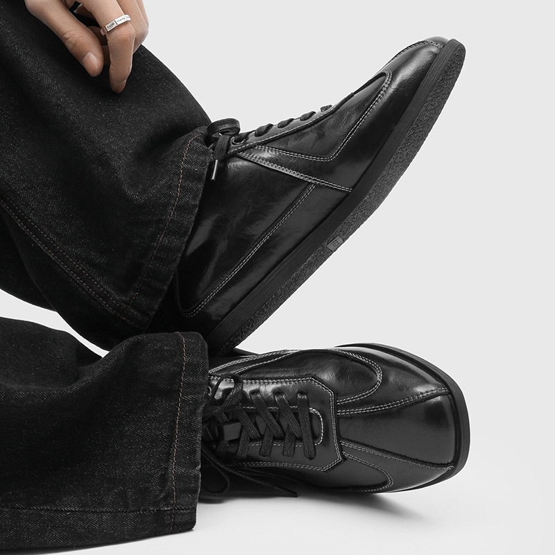 Square-Toe Versatile Men's Sneakers, Trendy Lace-Up Casual Sports Shoes, Lightweight and Comfortable Retro Classic Sneakers