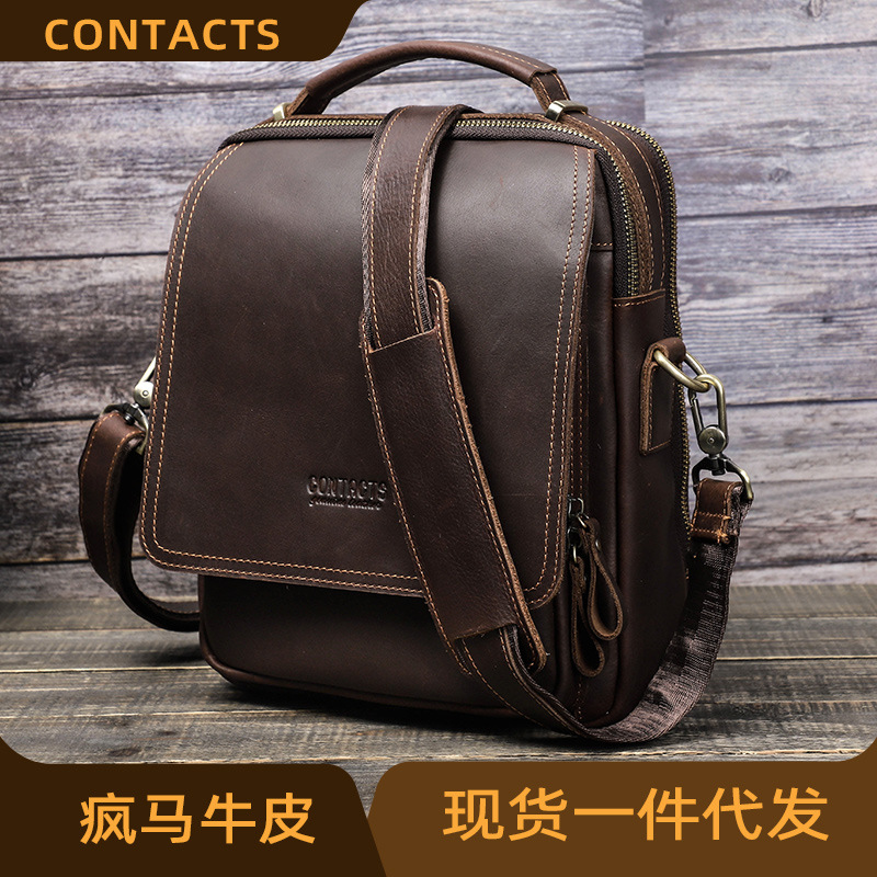 Black angel first layer cowhide men's shoulder bag fashion casual practice bag foreign trade men's messenger bag a generation of hair