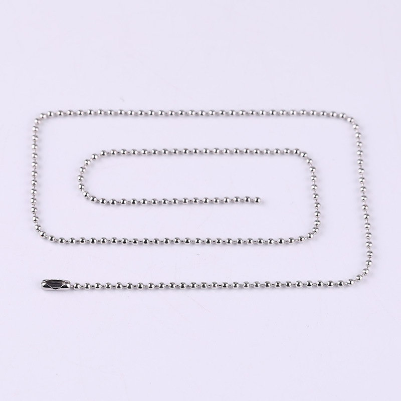 Electroplated White K2.4Mm Fine Bead Chain Anti-Theft Chain Ball Bead Chain Tag Chain DIY Jewelry Accessories Material