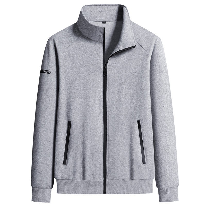 Men's Sports Casual Two-piece Set Jacket with Vertical Collar Top Round Collar Sweat Spring and Autumn Warm suit Trendy for Young and Middle-aged
