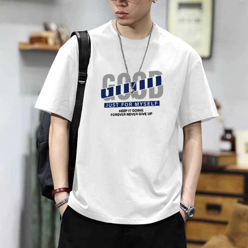 2025 New Summer Loose-Fitting American-Style Pure Cotton Short-Sleeve T-Shirt for Men, Trendy Brand Clothing, Inner Layer Base Shirt