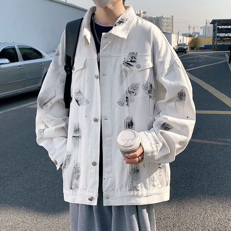 New Arrival Spring and Autumn Hong Kong Style Denim Jacket Men's Winter Instagram Popular Brand High Street Jacket Autumn and Winter High-end Feeling Yuppies Handsome Clothes