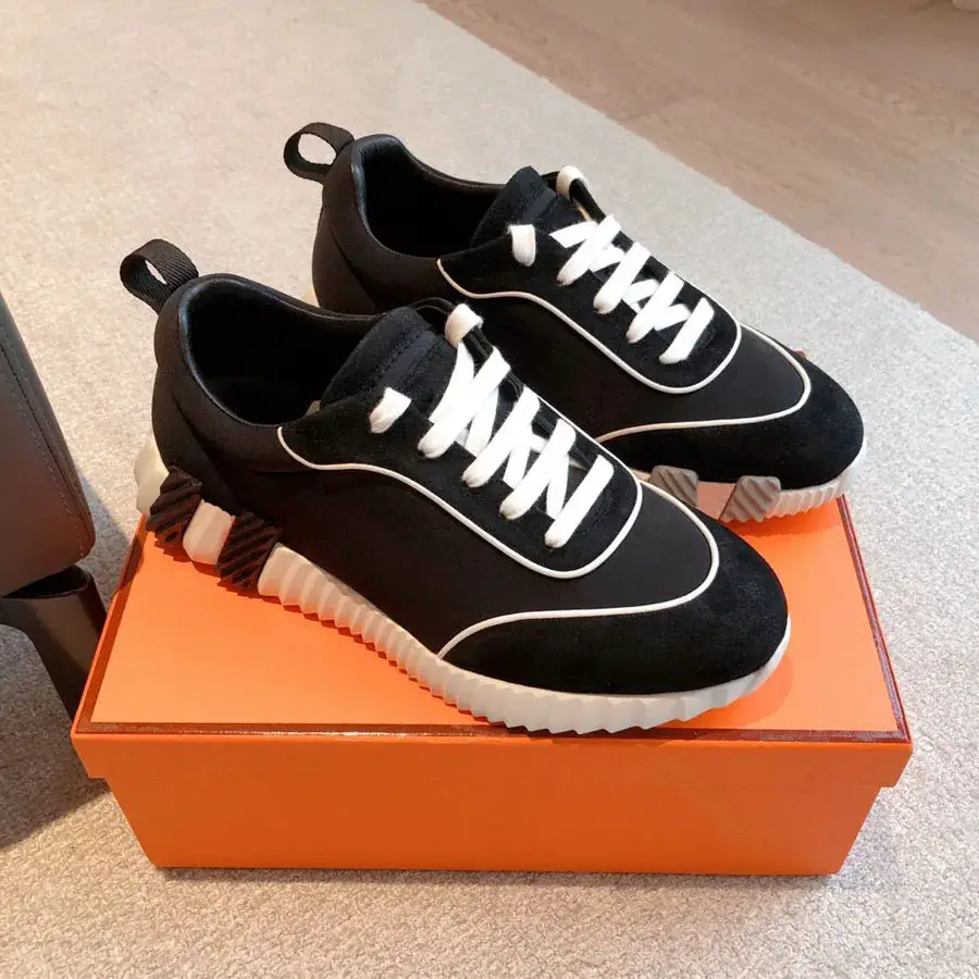 In-Stock H Brand Foreign Trade High Version Thick-Soled Height-Increasing Sports Casual Shoes Color-Blocked Genuine Suede Couple Running Shoes
